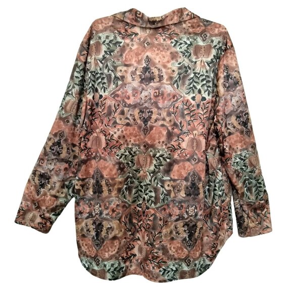 Amy Lynn Of California Womens Floral Print Long Sleeve Collared Blouse Top Size - Picture 5 of 7